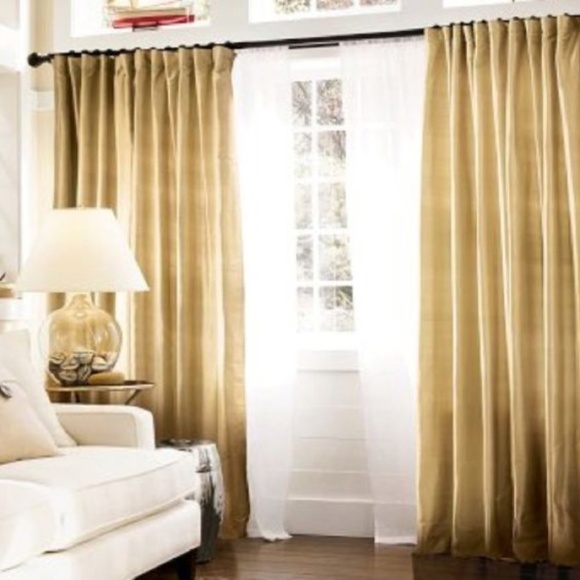 Pottery Barn Other - Pottery Barn Dupioni Silk Rod Pocket Curtain Wheat 2 panels 50x84 NEW